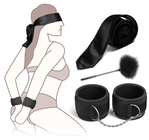 BDSM Bondage Fesseln SM Sex Spielzeug für die Paare,Sex Bondage Set Bettfesseln Handschellen Augenmaske Augenbinde Federkitzler Fetisch Fußfesseln Sex Toys für Bett