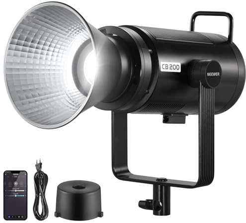 NEEWER CB200 210W COB Video Light avec 2.4G/Application Contrôle à Distance, Éclairage Sortie Continue LED, Monture Bowens Lumière Photo Studio, CRI97+/TLCI97+ 9 Scènes