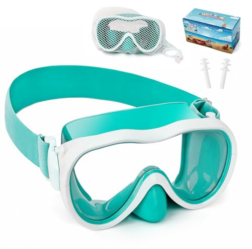 Occhialini da nuoto per bambini, maschera anti-perdite, con copertura per il naso e fascia in tessuto elastico, protezione UV, per ragazzi e ragazze