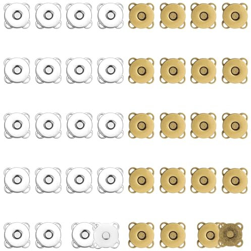 20 Sets Magnetknöpfe, 10mm Glatte Magnetische Druckknöpfe für Kleidung Pflaumenfarbener Magnetischer Druckknopf mit Starkem Magnetismus für Geldbörsen Näharbeiten (Silber, Bronze)