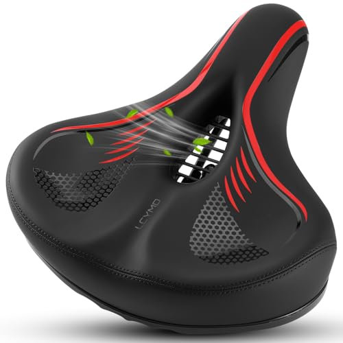 LCYMD Comfort Bicycle Seat Wide Bike Seat for Men Women with Dual Shock Absorbing Ball Soft Bike Saddle Cushion for Exercise Bikes Mountain Bikes Cruiser Bikes Accessories for Peloton (RED)