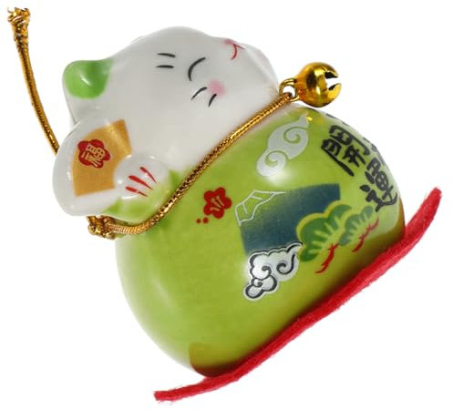 PRETYZOOM Glücksbringer Winkekatze 3st Glückliche Katzenverzierung Japanisches Desktop-Ornament -Ornament Japanischer Artikel Für Zu Hause Japanische Haushaltsgeräte Tischtier Green Keramik