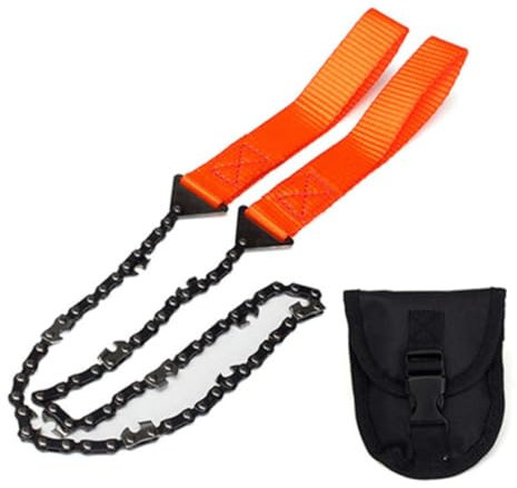 Pocket Chainsaw Folding Camping Saw Pocket Hand Chainsaw Survival Saw Hand Rope Saw for Outdoor Tool 11 Teeth Orange