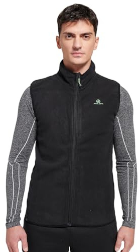 ATHL DPT. Herren funktionale Fleeceweste ohne Ärmel mit Reißverschluß für Outdooraktivitäten, Weste Schwarz, Gr. XXL