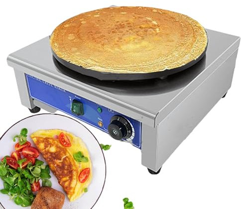 QUSYZD Plancha eléctrica para Hacer panqueques de 3000 W con Temperatura Ajustable, Placa calefactora de Acero Inoxidable para restaurantes, cantinas y Bares de 40 cm.,
