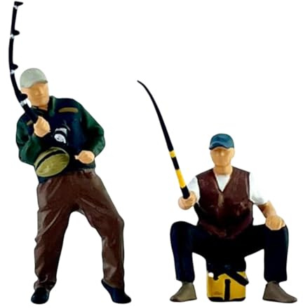 Hellery 2 Pièces 1:64 Échelle Des Pêcheurs Masculins Figures de Pêcheurs Figures de Pêcheur Collection de Nouveauté Micro- Mini Décor de Personnes Modè
