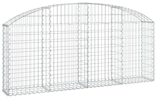 Panier de Gabion, Panier à Pierre Gabion Mur de Soutènement Clôture de Jardin arqué 200x30x80/100 cm Fer galvanisé