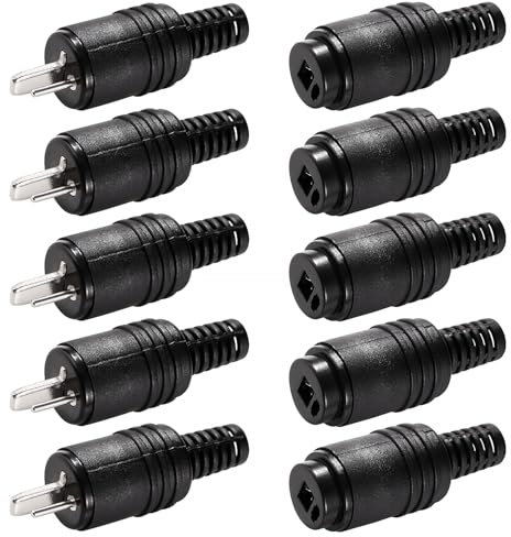 KUOQIY 10 Pezzi Spina/Prese per Altoparlanti DIN a 2 Pin, Connettore Cavo per Altoparlante HiFi a 2 Pin con Terminali a Vite e Protezione Antipiega, con Cacciavite, per Altoparlanti HiFi