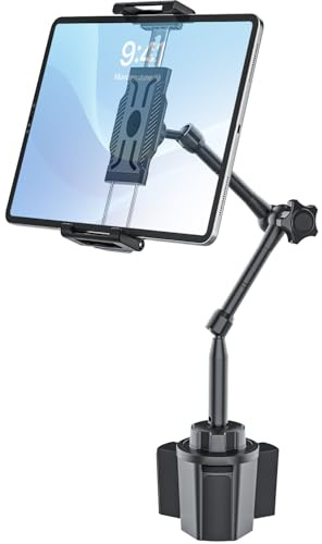 INSSKY Car Tablet Holder for Cup Holder with 360° Rotation Metal Long Arm