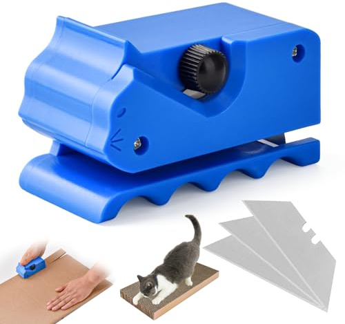 Cardboard Cutter for Cat Scratchers with 3pcs Blade,cardboard box cutter, Handheld Cardboard Cutting Tools for Making Cat Scratching Board Cat Bed (Blue)