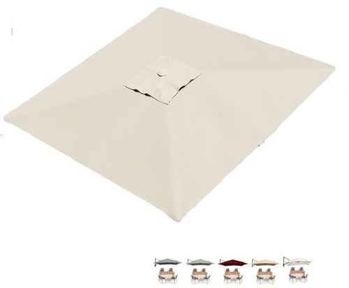 ZYXQQJ Toile De Rechange pour Parasol Déporté Carré 4x3m 3x3m 2.5x2.5m Auvent De Rechange Parasol De Table Marché avec Air Vent(Beige,4x3m/13x9.8ft)