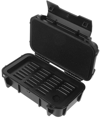 TOBBOMEY Caja de Almacenamiento Hermética y Resistente al Agua, Doble Capa, Plástico Negro, a Prueba de Golpes, Portátil, para Camping y Supervivencia al Aire Libre