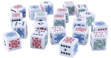 Ausi Set di 20 dadi da poker a sei facce da 16 mm - Accessori da gioco in acrilico per poker e giochi di carte. Punti trasparenti per un gioco divertente.
