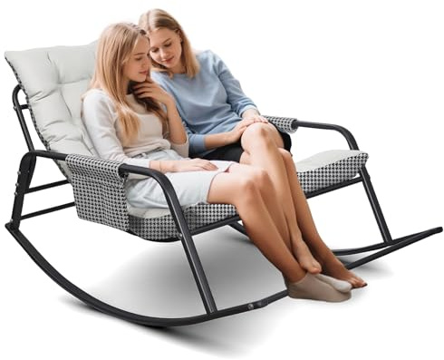 DnKelar Mecedora ergonómica para Interior y Exterior, Carga máxima de 300kg, sillón Relax, para Salón Dormitorio Balcón Sala de Estudio (Blanco Hueso)