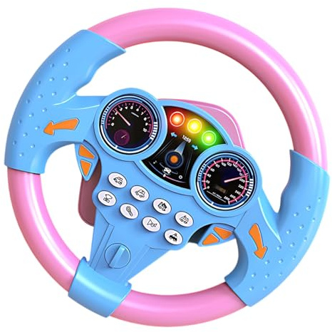 HcvGcm Lenkrad Kinder, Kinder Lenkrad Für Auto, Lenkrad Spielzeug Für Kinderwagen Und Rücksitz, 20 * 19.5 * 6cm, Pink