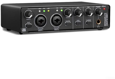 Audio Interface 24bit/192kHz with USB 2.0 for Guitar Bass Microphone Recording, Low Noise Preamp & Real- Monitoring, Compatible wit