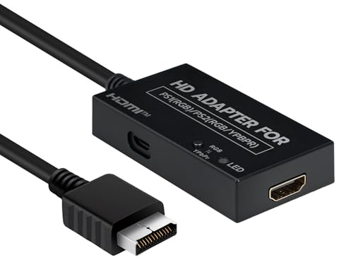 Mcbazel Multifunktionell HDMI-adapter för PS1/PS2, HDMI RGB/YPbPr videoomvandlare, kompatibel med PS1/PS2