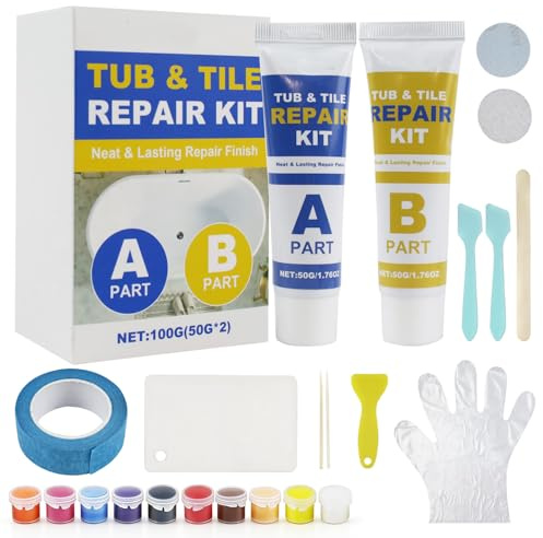 Tyafzzn Waschbecken Reparaturset Keramik Weiß, Wasserdichtes Emaille Reparaturset, Keramik Reparaturset Waschbecken zum Reparieren von Fliesen, Keramik & Emaille, Farbton Einstellbar