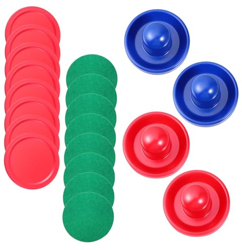 DIYEAH Juego de Empujadores y Discos de Hockey de Aire en Azul y Rojo Diseño Ergonómico y Plástico Resistente para Uso en Mesas Estándar