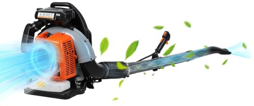 feneihe Souffleur Thermique à Dos 65cc - de Feuilles Essence 2 Temps Puissant (700 CFM) Entretien Jardin, Ramasse Mortes & Souffleuse Neige Légère Grand Réservoir 1.7L avec Orange
