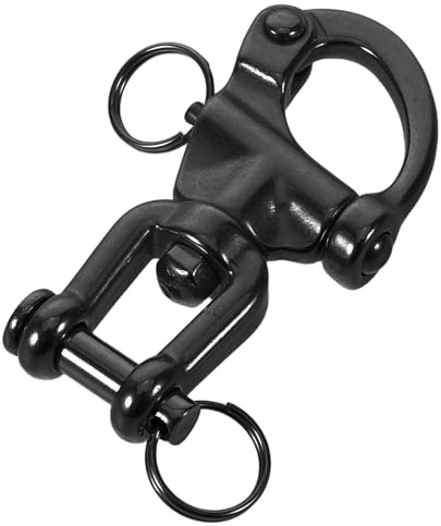 OSOLADY Mousqueton à Ressort : Manille pivotante Robuste en Acier Inoxydable - Mousqueton à Ressort à dégagement Rapide pour drisse de Voile - Accastillage pour gréement de voilier, Noir