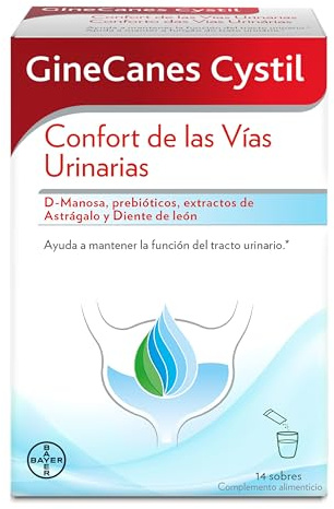 GineCanes Cystil® para el bienestar de las vías urinarias, 14 sobres | Con altas dosis de D-manosa, diente de león y probióticos para el mantenimiento de las vías urinarias y drenaje de líquidos