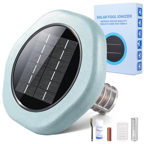 Solar Pool Ionisator, Kupfer Ionreiniger Pool, Hochreinem Kupferelement, bis 132,500 Liter, Hocheffiziente Reinigung, Wasserdicht, Dauerhaft, Schwimmender Reiniger für Pools