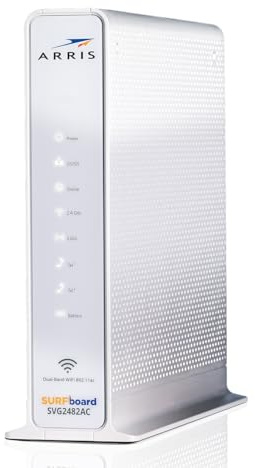 ARRIS SURFboard SVG2482AC DOCSIS 3.0 Cable Modem & AC2350 Wi-Fi Router , Comcast Xfinity Internet & Voice , Four 1 Gbps Ports , 2 Telephony Ports for Digital Voice , Up to 800 Mbps