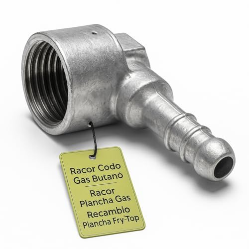 CubetasGastronorm ® Racor Codo 1/2 M H Tubo 8 mm Para Plancha FryTop Butano Conexión Segura Estanqueidad Recambio Profesional Ref 16320040 Hostelería Cocinas Industriales SAT Montaje Rápido Duradero