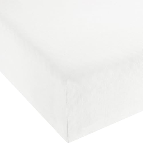 Erwin Müller Spannbettlaken, Betttuch Halbleine Uni Deggendorf - für kühle Tage, feuchtigkeitsregulierend, Rundumgummizug - weiß Größe 100x200 cm