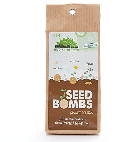 Die Stadtgärtner – Seedbombs „Kräuterglück“ I 5 handgemachte Samenbomben mit 6 Arten von Kräuter-Saatgut I Enthält u.a. Anis, Dill & Kamille I Ökologisches Saatgut, min. 2 Jahre haltbar