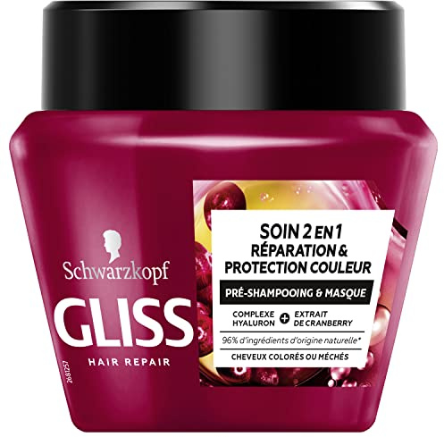 Schwarzkopf Gliss - Masque Réparation & Protection couleur 2 en 1 - Pré-Shampooing et Masque - Soin Cheveux - Cheveux colorés, méchés - 300ml