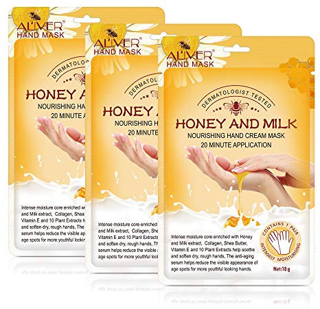 3 Pairs Hand Moisturizing Gloves Mask,Hand Skin Repair Renew Mask for Dry, Aging, Cracked Hands Intense Skin Nutrition Hand Cream Mask with Collagen, Vitamins, Natural Plant Extracts