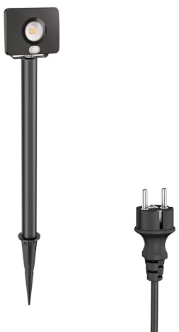 ledscom.de LED Gartenstrahler Wega mit Erdspieß und 40cm Sockel für außen mit Bewegungsmelder, schwarz, 10,837W, 944lm, warm-weiß