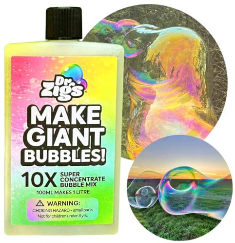Dr. Zigs │ Eco Giant Bubble Mix │ 100 ml Nachfüllpackung (ergibt 1 Liter) │ Ultrakonzentrierte Mischung für Seifenstäben, professionelle Lösung, Weltrekord-Blasengröße