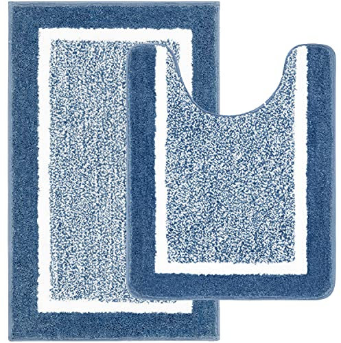 Pauwer Juego de 2 Alfombrilla Baño Absorbente, Suave Alfombra Baño Secado Rapido, Alfombrilla Ducha Antideslizante con Pedestal, Alfombra de Baño Lavable a Máquina, Alfombras para Baño, 50x80+50x60cm