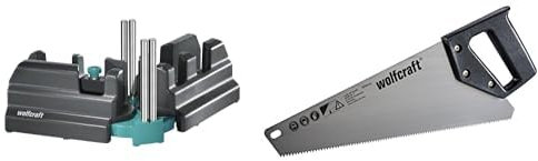 Wolfcraft 6948200 Fausse équerre avec boîte à onglet fonction 2-en-1 noir & 4024000 Scie Égoïne Hcs argent