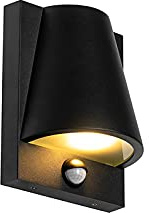 Qazqa Industrie außen Wandleuchte, Außenlampe mit Bewegungssensor, Wandlampe für den Garten - Femke - Schwarz, max. 35W, Geeignet für LED, 13.8cm, IP44, Rund