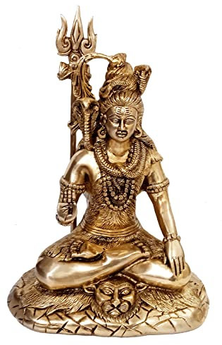 Purpledip Idol Lord Siva (Shiva, Mahadev) – Herrliche goldene Statue für Zuhause oder Büro, 4 kg (12501)