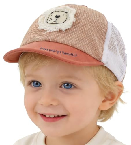 TINAYAUE Bébé Casquette Dessin Animé Lion Chapeau Bamin Pare-Soleil Casquette en Coton Protection Solaire Casquette de Baseball Visière à Séchage Rapide Fille Garçon 3-12Mois