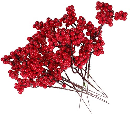 MAGICLULU 10st Künstliche Beeren Künstliche Pflanze Mistel Äste Zur Dekoration Beeren Für Weihnachtsbaum Rote Weihnachten Rote pflücker Blumenstiele Aus Stechpalme Zweig Plastik
