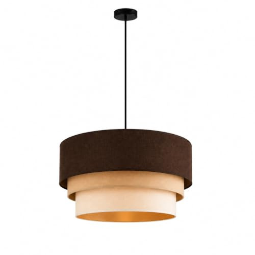 FKL DESIGN Home Deco – Hängelampe Pendellampe Lampenschirm aus Velours Braun Esszimmerlampe, Wohnzimmer, Küchenlampe aus Serie N131 (N131-B)