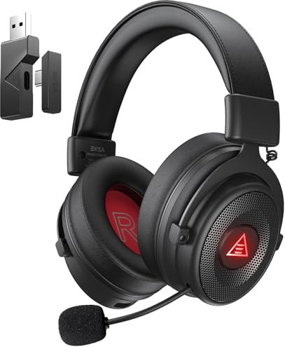 EKSA E900BT Casque Gaming sans Fil, Casque Gamer Bluetooth Wireless 2.4GHz Type-C & USB Dongle, Casque PC avec Micro Antibruit ENC, 50Hrs D'autonomie, Casque avec Jack 3,5mm pour PS4/PS/PC