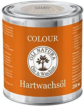 OLI-NATURA Colour Hartwachsöl - 0.25L, Ash Grey - farbiges Holzöl für Möbel, Treppen, Tische, Türen & mehr - Einfache Anwendung ohne Grundierung