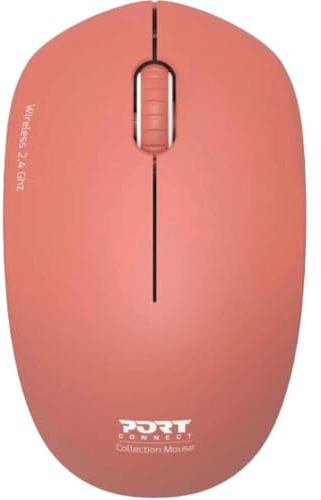 Port Connect Souris sans Fil pc Wireless 2.4 ghz Collection 2 pour Ordinateur - capteur Optique 1600 dpi - 3 Boutons - Compact. ambidextre & silencieuse Terracota Orange