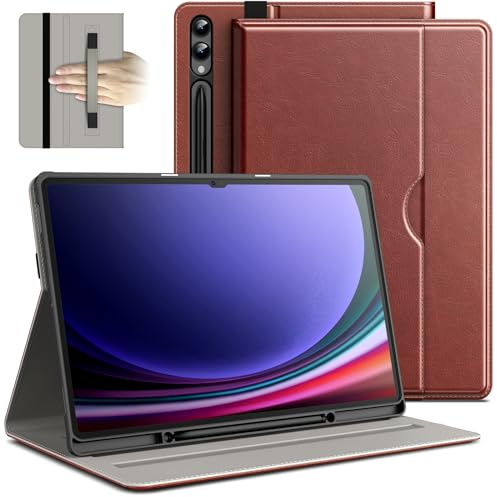 JETech Hülle für Samsung Galaxy Tab S10 Ultra/Tab S9 Ultra 14,6 Zoll mit S Pen Halter, PU-Leder Geschäft Folio Ständer Schützende Tablet Abdeckung, Multi-Winkel Ansehen (Braun)