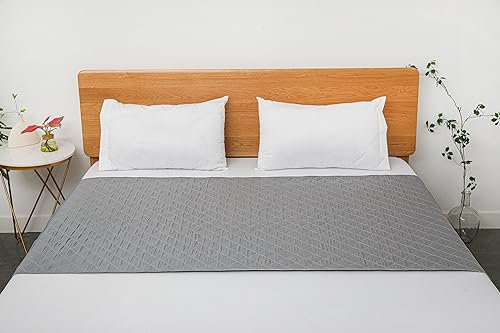 GRUENERDE Wasserdichte Bettunterlage mit Biesen, hochwertig, waschbar, für Erwachsene oder Kinder, wiederverwendbare Inkontinenz-Betteinlagen, passend für Einzelbetten (100 x 100 + 45 cm), Grau