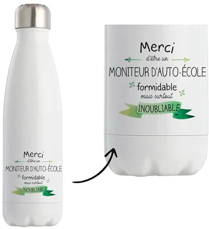 Planetee Bouteille isotherme Moniteur d'auto-école inoubliable Homme Gourde Réutilisable Cadeau Départ Retraite Collègue Anniversaire Noël