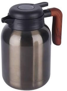 Zelbuck Thermoskanne 1,5L, Kaffeekanne Aus Doppelwandige 316 Edelstahl, Teekanne Mit Abnehmbarem Teesieb, Isolierkanne Mit Holzgriff, 12h Hitze/18h Kält (A3,1500ml)
