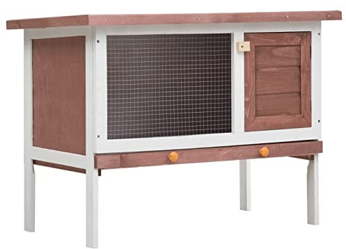 ZEYUAN Clapier d'extérieur 1 Niveau Marron Bois,Cabane Lapin,Grande Cage Lapin